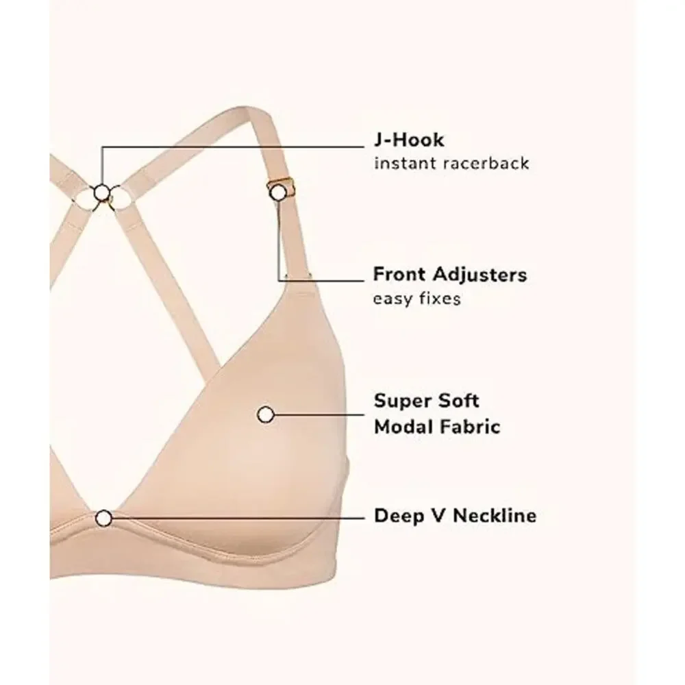 Lively All-Day Plunge Wireless Bra‎ Toasted Almond Size 38DD Nude Lightly Padded